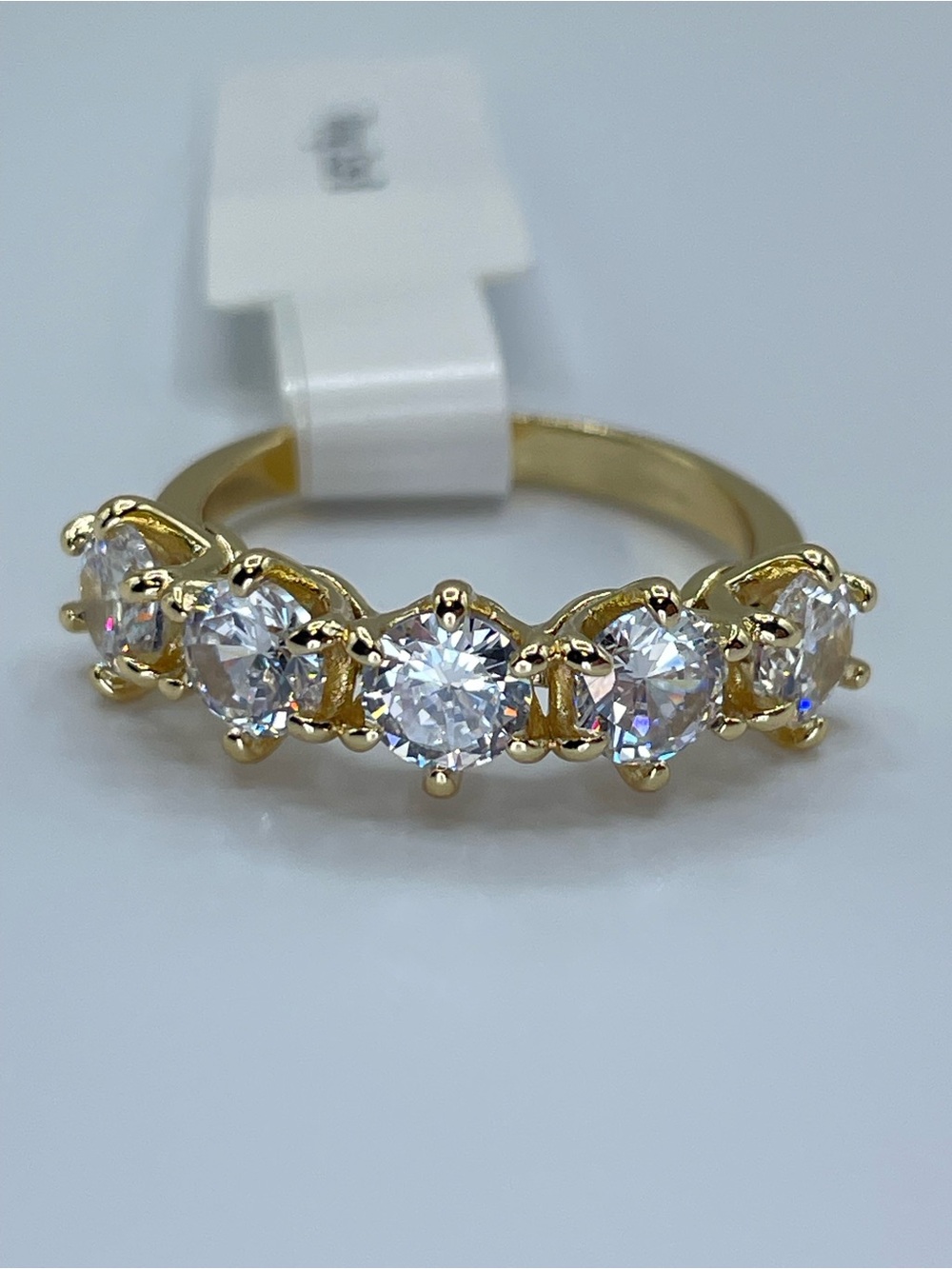 Swarovski Crystal Elements White Crystal Half Eternity Band Ring Sz 8 Glam